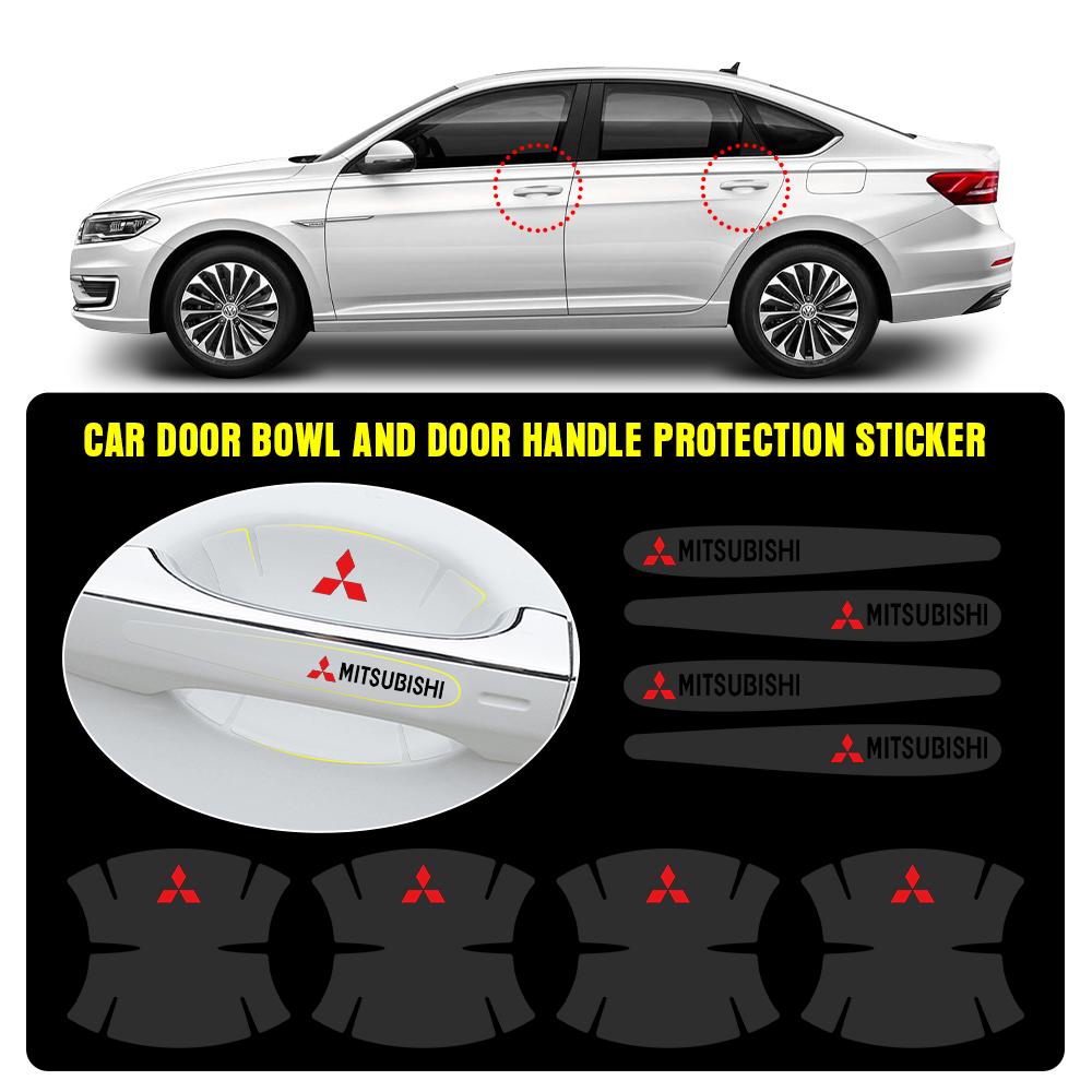 knpc3 4/8Pcs Car Door Handle Anti-scratch Protection Film Stickers For Mitsubishi 9 Ralliart X EX ASX L200 Colt Outlander Pajero Cross