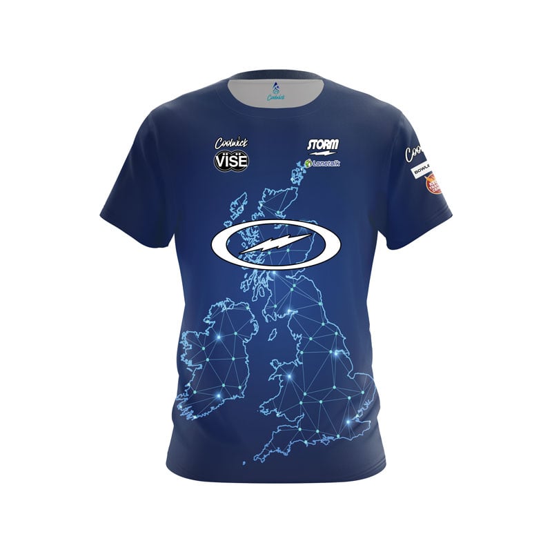 Nuova Maglia da Bowling Coolwick Storm da Uomo Logo Fulmine Nero Manica Corta T-Shirt Tecnica per Giocatori Professionisti, Fan, Sportivi Casual