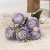 Tenvity Peony Artificial Flowers Silk Rose Bouquet Vase for Home Wedding Garden Decor Fake Plants Christmas Garland Material