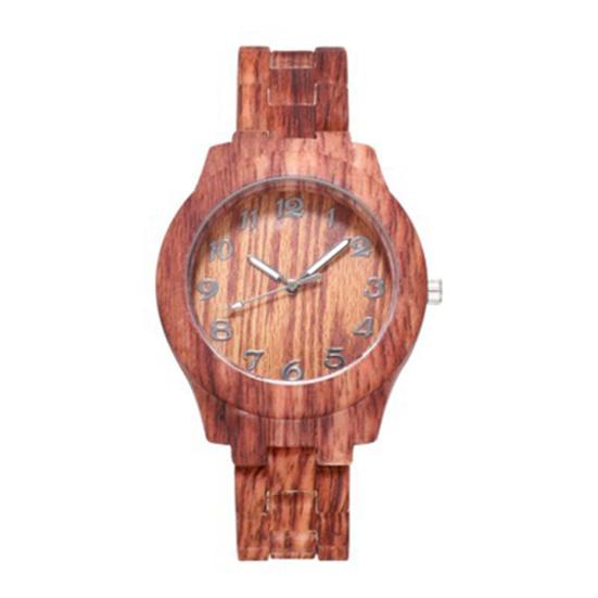 

Wood Grain Quartz Stylish Watch Watch Arabic Round Dial Numerals Elegant Wristwatch колір темно кави