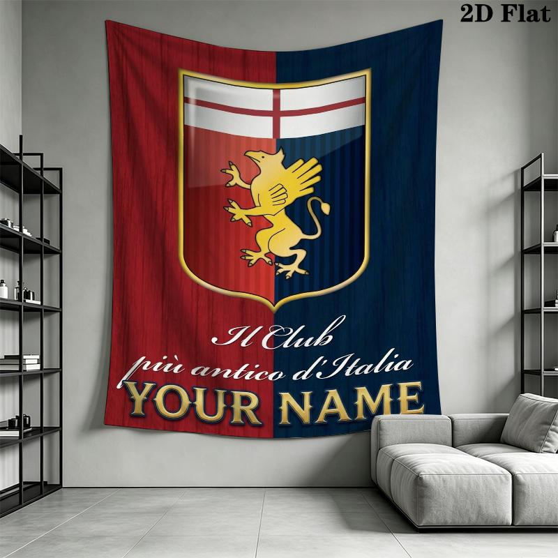 Custom Name Genoa CFC Wall Tapestry Aesthetic Wall Hanging Printed Fabric Blanket Decorative Tapestries for Bedroom Living Room Home Decor