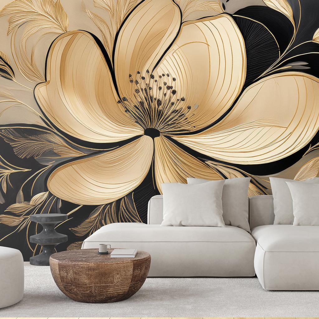 Wallpaper Flowers Leaves Glamour