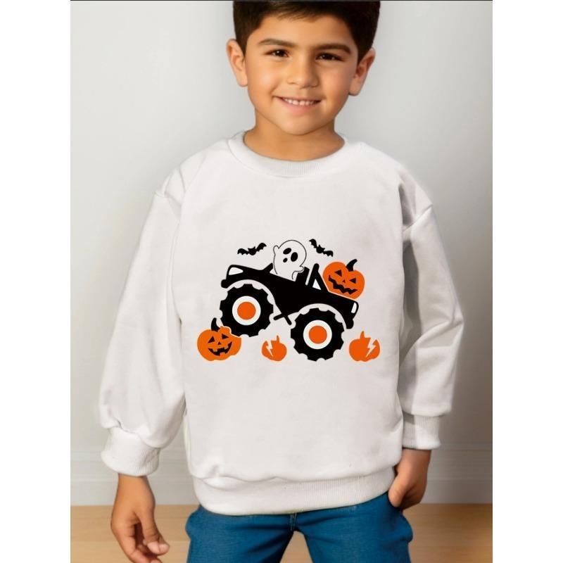 Sweatshirt Kids Unisex Crew Neck Long Sleeve Pullover Letter Slogan Print Style Casual Clothing Spring And Autumn 110 белый