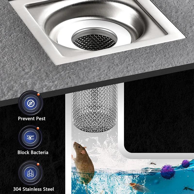 Floor Drain Filter Stainless Steel Mesh Sink Strainer Bathroom Anti-clog Drains Bathtub Hair Catcher Shower Strainer Mesh Basket