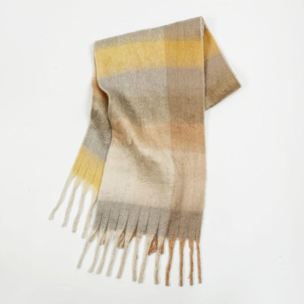 Women's High-Grade Colorful Plaid Mohair Scarf - Thick, Warm, and Versatile for Winter