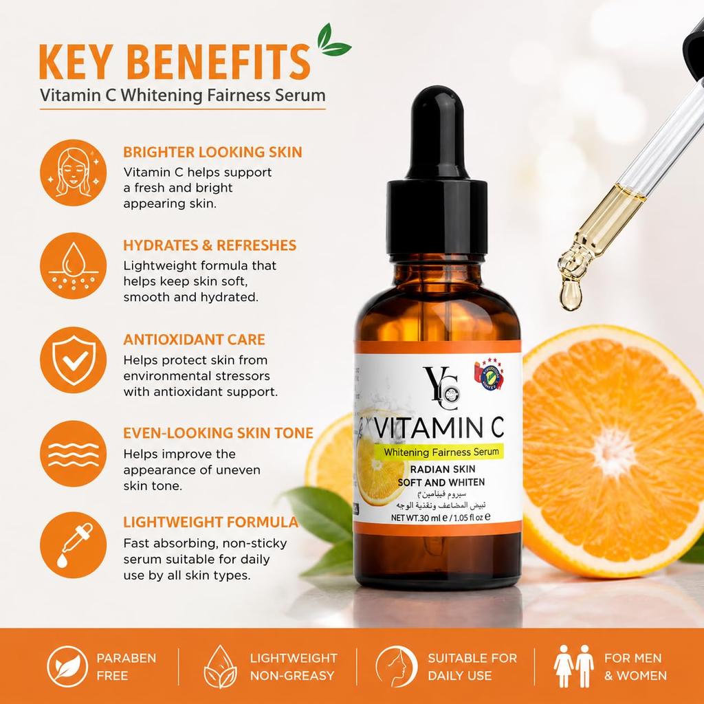 Vitamin C Face Serum for Brightening & Glowing Skin | Reduces Dullness & Uneven Tone | Lightweight Hydrating Formula | 30ml