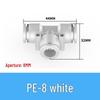Pneumatic Quick Connect Tee, White Plastic, Straight Push-in, Sizes: 4-16mm