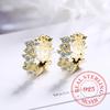 100% Real 925 Sterling Silver Lovely Stereoscopic Plum Bossom Piercing Earrings For Women Student Luxury Jewelry Aretes De Mujer