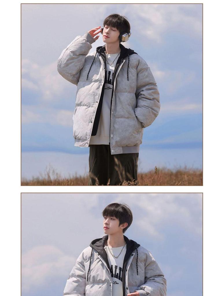 Men's Winter Thickened Hooded Cotton Jacket - Two-Piece Design, Warm Casual Outerwear