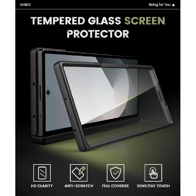 for Samsung Galaxy Z Fold 6 Case with Kickstand & Hinge Protection & Screen Protector, Support Wireless Charging Lightweight Slim Fit Protective