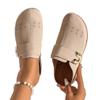 Foreign trade large size bag head flat bottom casual half slippers women's 2025 new solid color wedge metal buckle beach slippers