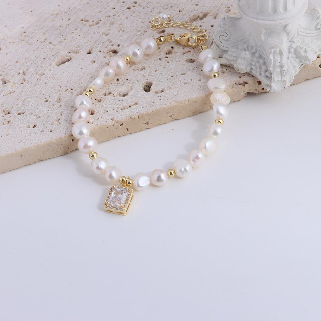 Natural Freshwater Pearl Bracelet Fu Character Smiley Face Shell Bow Pendant Bracelet Girlfriend Beaded Bracelet
