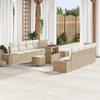 Garden Sofa Set with Cushions 11 pcs Beige Poly Rattan