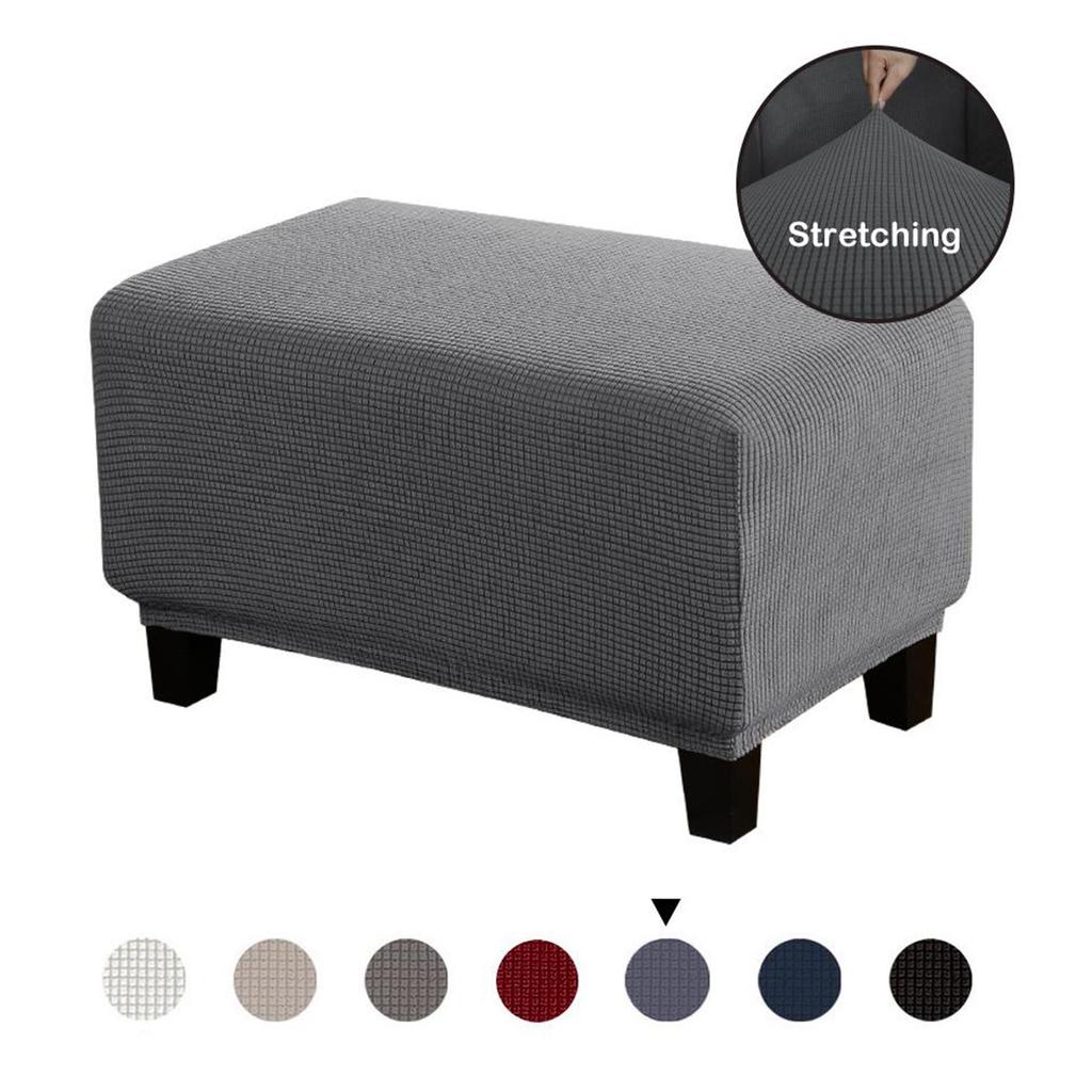 Premium Footstool Cover Stretch Removable Ottoman Slipcovers Pouf Soft