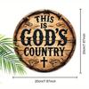 Vintage Chic Wooden Round Sign Pendant - Inspirational"This Is Gods Country" Quote, Perfect for Home & Farmhouse Decor, Ideal Gift for Living Room