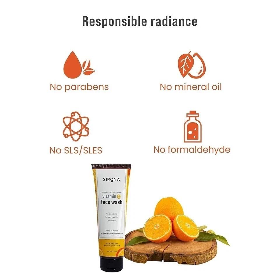 Sirona Vitamin C Face Wash for Men & Women – 125 Ml (Pack of 2)