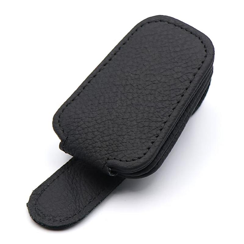 Leather Car Vehicle Sun Visor Sunglasses Clips Holder Eyeglasses Hanger And Ticket Card Clip Auto Interior Accessories