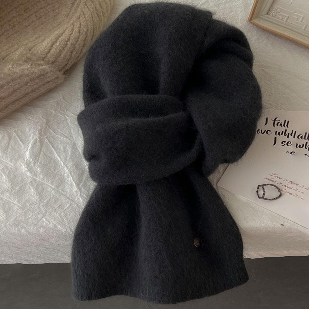 Hot Winter Thermal Knitted Scarf Women Raccoon Velvet Fur Wool Scarf Luxury Solid Color Shawl Wraps Windproof Warmer Neckerchief