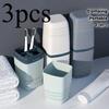 3pcs Travel Mate 3-in-1 Portable Toothbrush Holder with Toothpaste Cup and Cover, Freestanding Plastic Toothbrush Case for Camping, Business Trips