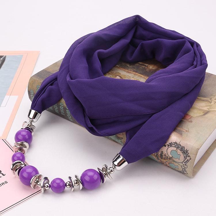 Wunderschöner Perlenanhänger Ring Schal Damen Schal Schal Schmuck Halskette Ethnischer Stil Chiffonschal