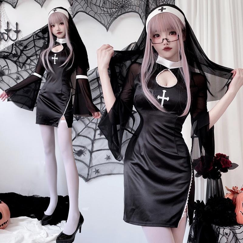 Jingyue Fang Vampire Nun Costume Polyester Black M-XL