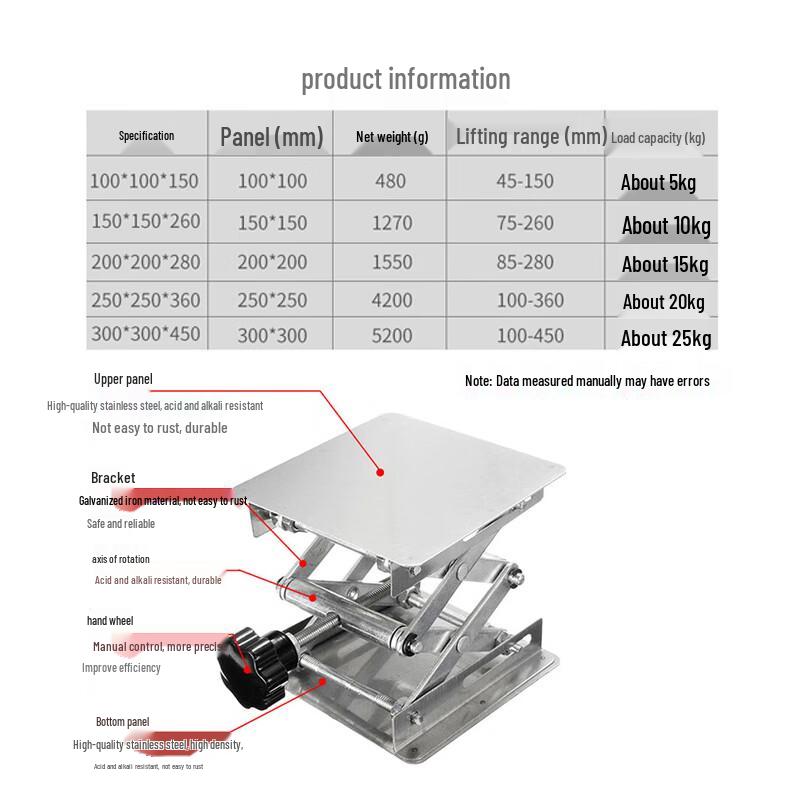 Manual Stainless Steel Lab Lifting Platform