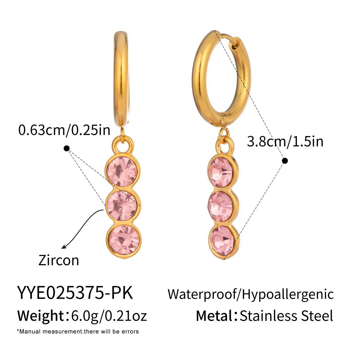 Серьги-подвески Xia Ling High-End с белыми и розовыми цирконами - Элегантный европейско-американский дизайн, Не темнеющая титановая сталь