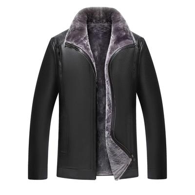Autumn New Fur Integrated Retro Men'S Leather Jacket Leather Jacket Casual Fleece Thickened Coat Men