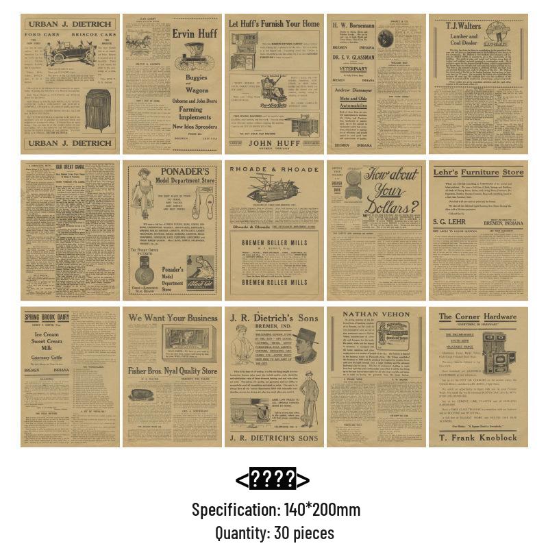 Retro Journaling Collage Paper: Vintage-Style English Letters & Newspaper Backgrounds