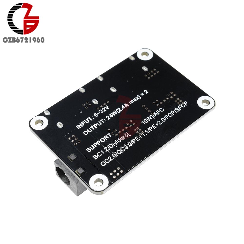 QC3.0 QC2.0 Car USB Charging Buck Module Step Down Fast Quick Car Charger Board 24V 12V to 5V 9V Voltage Regulator DC Dual USB