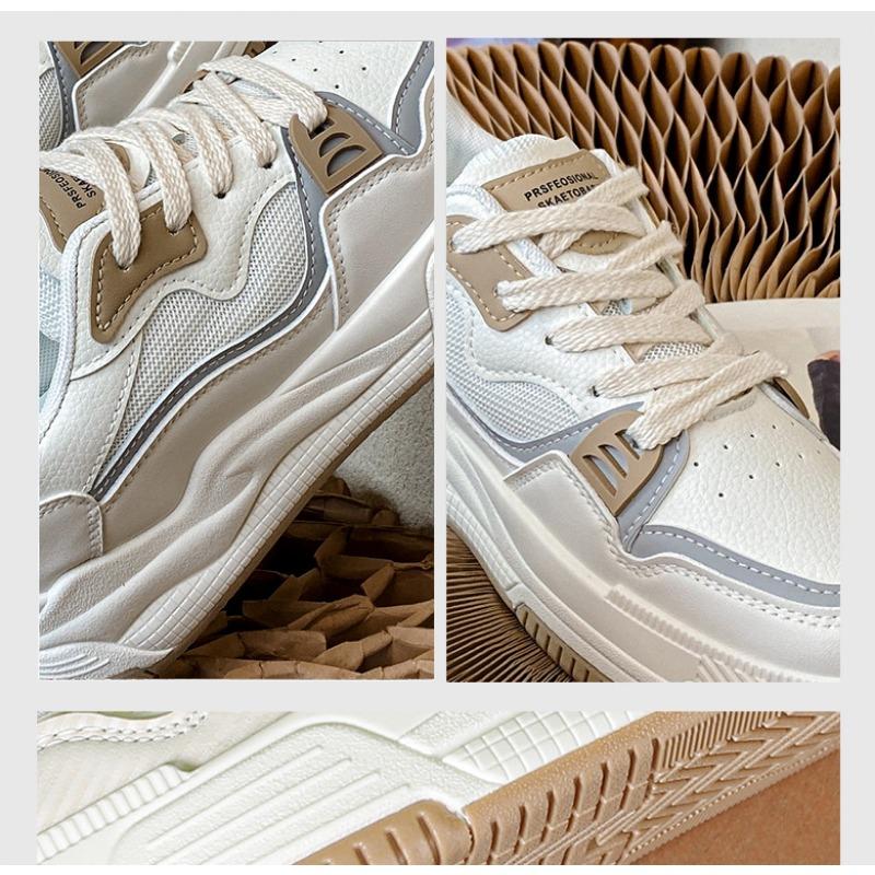 Retro Color Blocking Design Sneakers for Women's Spring Thick Soled Shoes