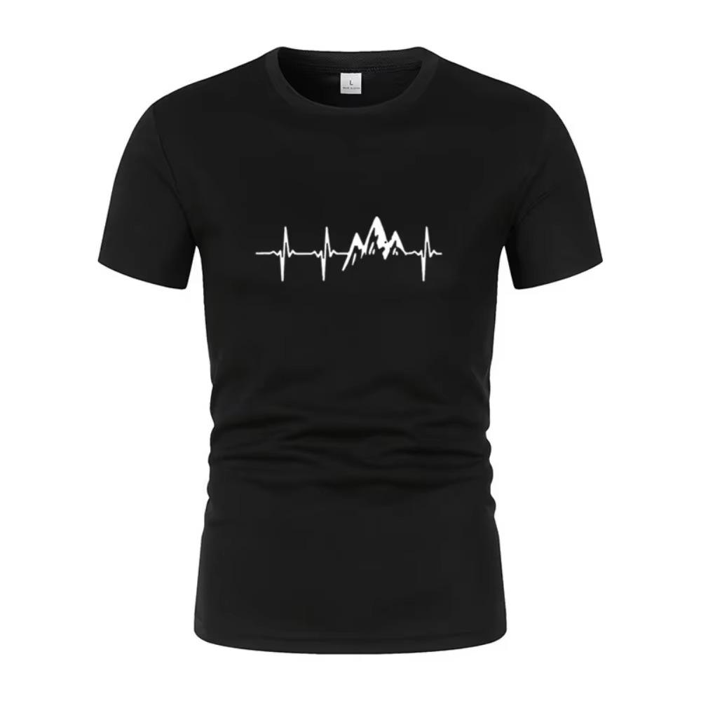 Bergs-EKG T-shirt Sommar Män Kvinnor Kortärmad T-shirt Roliga Hip Hop Tees Toppar Harajuku Kläder Elektrokardiogram T-shirt