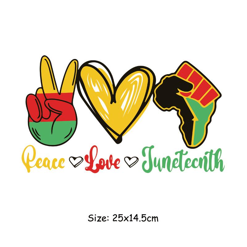 

Железные нашивки Peace Love Juneteenth Heat Press Футболка с аппликацией Parches Ropa Одежда Наклейки Толстовки Diy Товары для рукоделия «сделай сам»