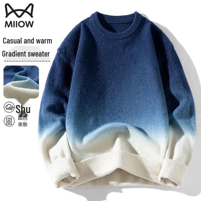 MiiOW Men s Gradient Knit Round Neck Sweater 3XL