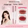 Honey Bundle 2-in-1 Lipstick & Liner: Velvet Matte, Waterproof, Non-Stick, Long Lasting.