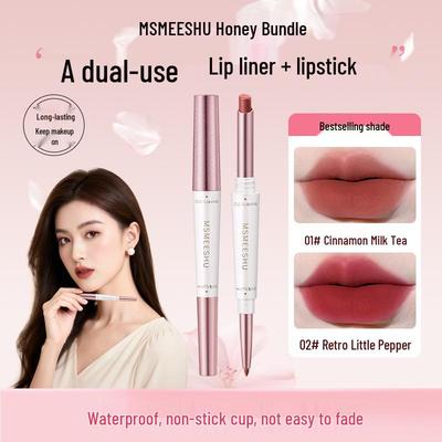 Honig-Bundle 2-in-1 Lippenstift & Liner: Samt matt, Wasserdicht, Nicht klebend, Langanhaltend.