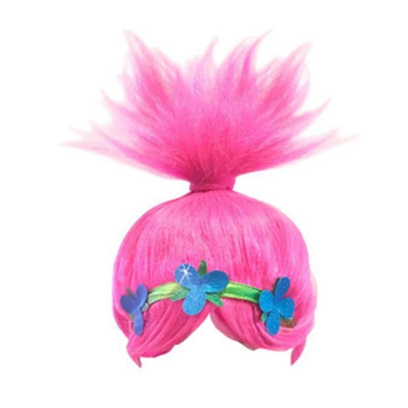 Trolls Dress Cosplay Wig+headband Trolls Wigs Dress 2019 Trolls Girls Party Cosplay Dress Up розовый