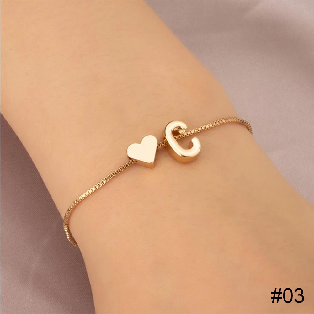 Simple Fashion Love Letter Bracelet Retro Adjustable Alloy Letter Bracelet Women Hand Jewelry Accessory
