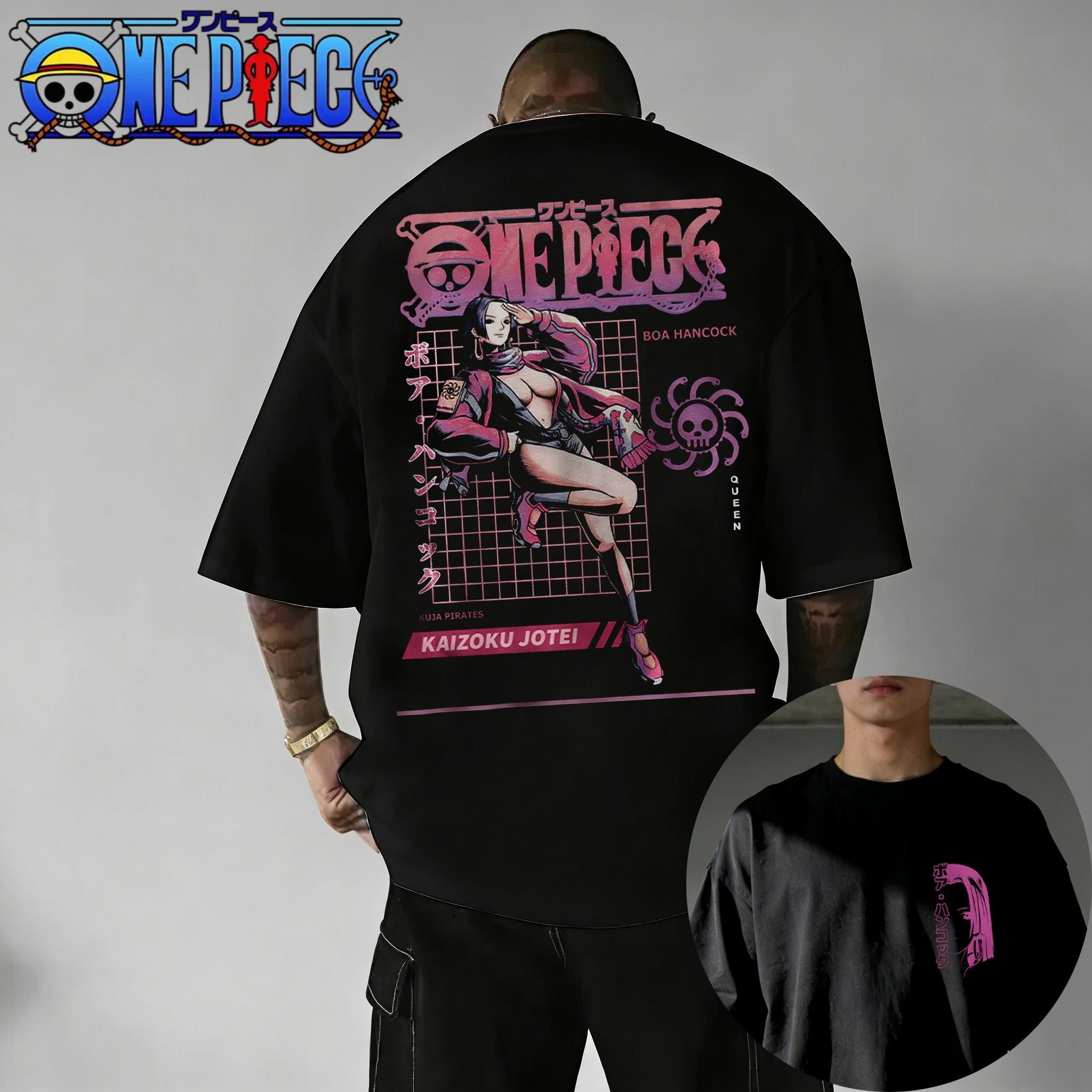 

2026 One Piece Boa Hancock Print Cotton Parent-child T-shirt Summer Anime Men Women Short-sleeved Retro Y2K Streetwear Tee To... S разноцветный