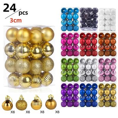 24 Stück 3cm Weihnachtskugeln Set Weihnachtsbaum Hängeanhänger Weihnachtsdekoration Heimparty Hängender Schmuck Neujahrsdekoration