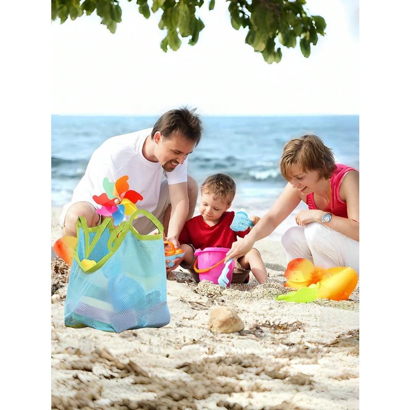 1pc Mesh Beach Bag, Toy Storage Bag, Outdoor Travel Folding Organizing Net Bag