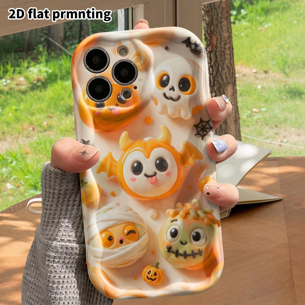 Phone case: 2D flat design, suitable for iPhone 18 17 16 15 14 13 Pro protective case, cute Halloween character, perfect Halloween and Christmas holid