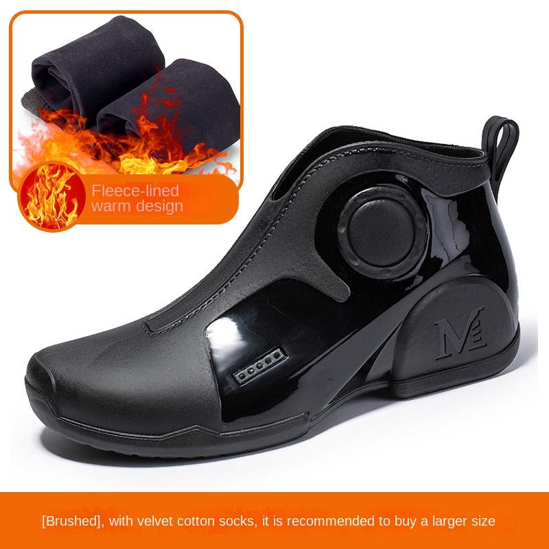 Men's Fashion Ankle Rain Shoes 2024 Winter Outdoor Waterproof Work Shoes Fashion Short Boots Car Washing Rubber Men's Shoes
