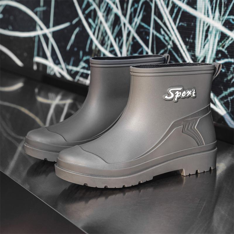 

Новые дождевые ботинки модные водонепроницаемые мужские строительные износостойкие летние дождевые ботинки бархатная подошва из сухожилий износостойкая резиновая обувь 44
