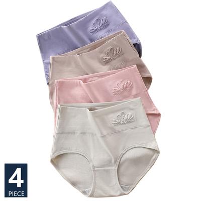 Veľká veľkosť M-5XL 4 ks Bavlnené nohavičky s vysokým pásom Ženy Tvarujúce telo Spodná bielizeň Jemná potlač Dievčenské nohavičky Sexy dámska spodná bielizeň