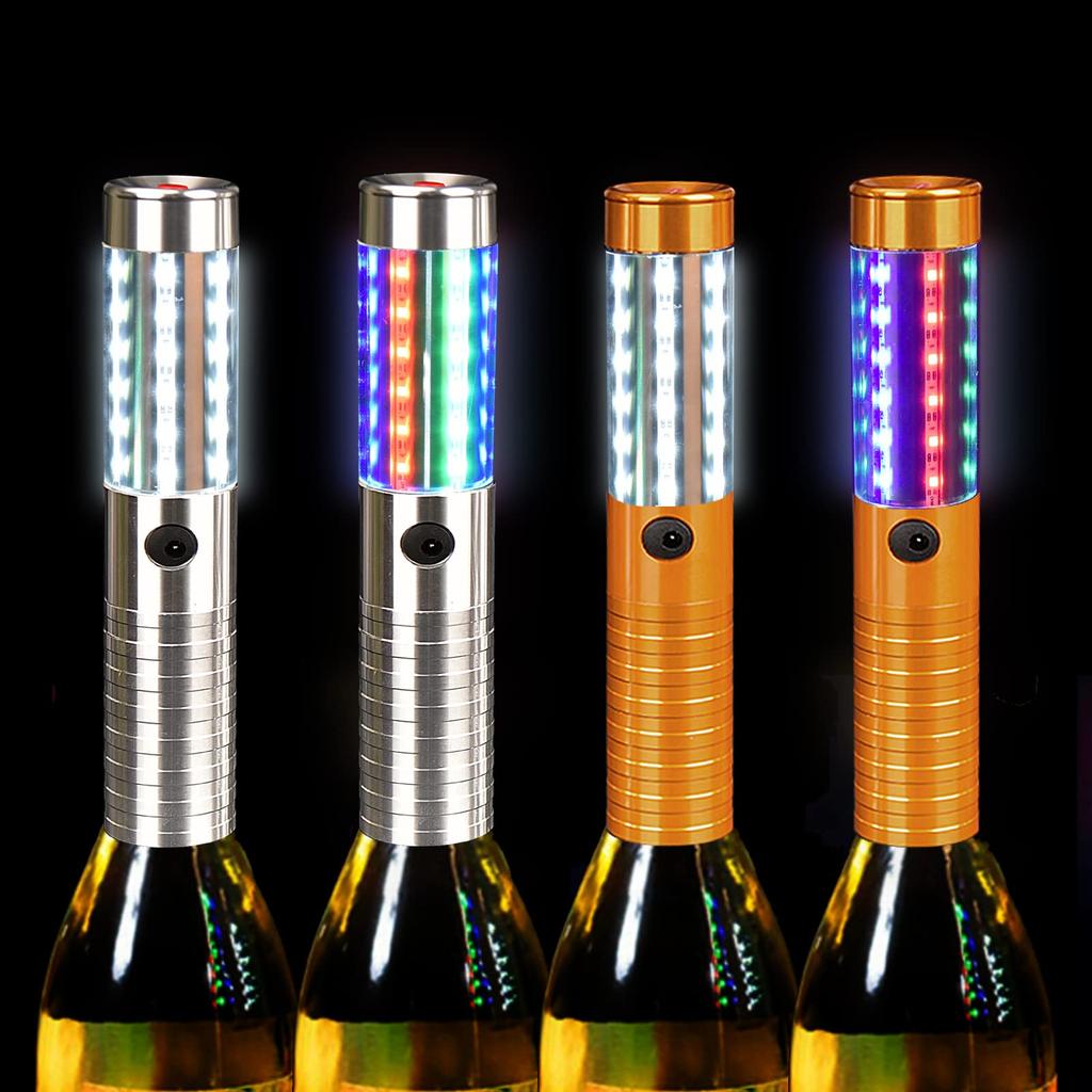 2 LED stroboskopické tyčinky, Ruční světlo ve tvaru šampaňské lahve (Zlato)