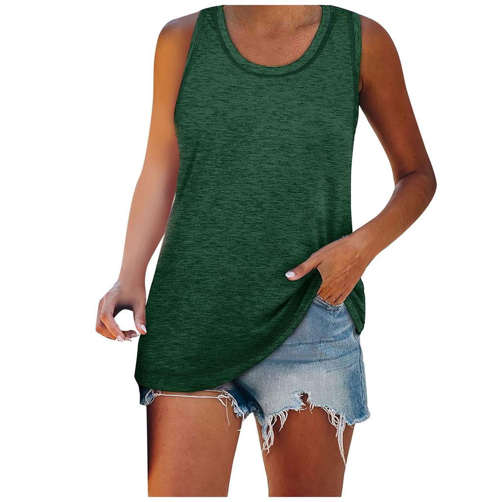 Women Casual Sleeveless Tank Top Lightweight Soft Fabric Round Neck Relaxed Fit Summer Shirt for Outdoor Indoor Wear
