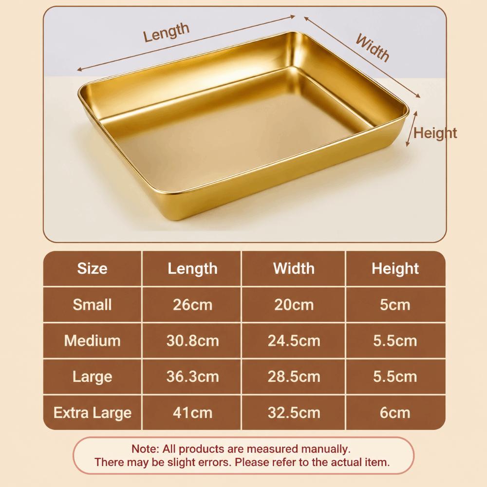 Stainless Steel Cake Tray Gold Silver Storage Tray Versatile Multi-sizes Tray For Refrigerators