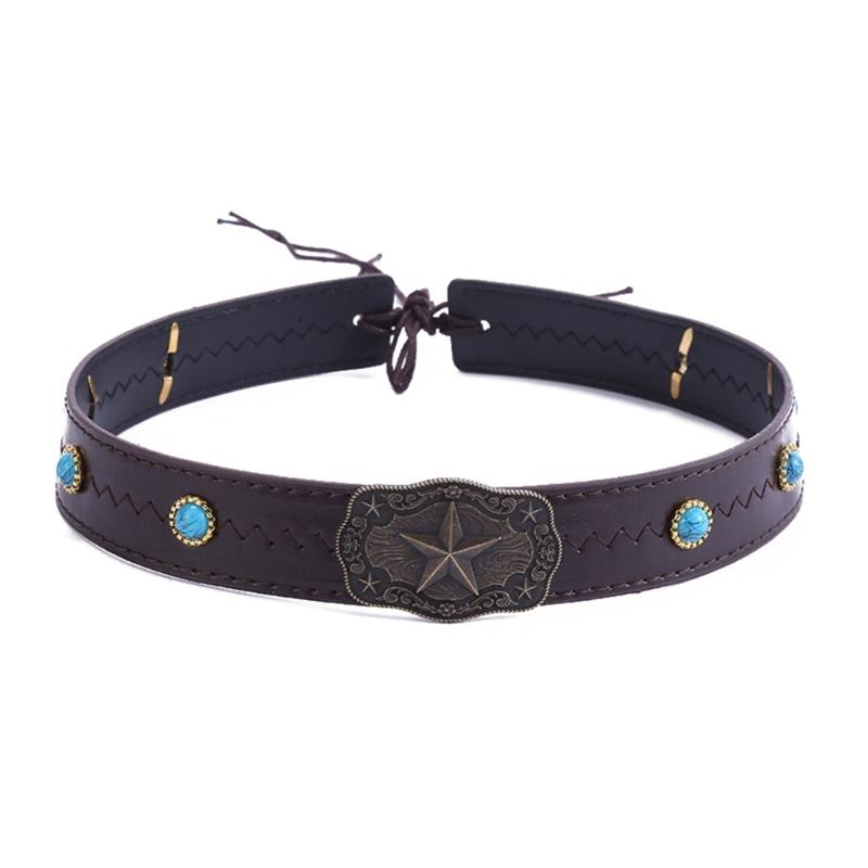 Ремешки для шляп Кожаные Регулируемые Унисекс Западная шляпа Украшения Федора Ремешки для ковбойской шляпы 1