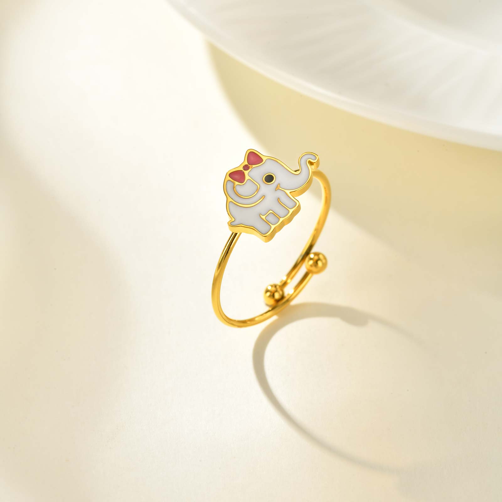 

Cute Stainless Steel Animal Ring for Baby Little Girl,Gold Color Waterproof Ladybug Unicorn Elephant Opening Rings,Sweet Jewelry